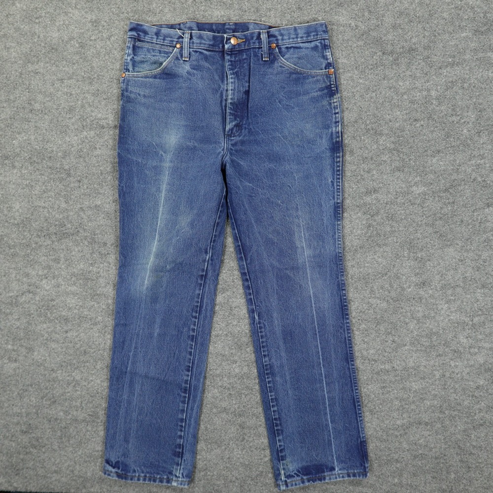 Wrangler Jeans Mens 38x32 Blue 936DEN Slim Fit Cowboy Cut Straight Leg Denim